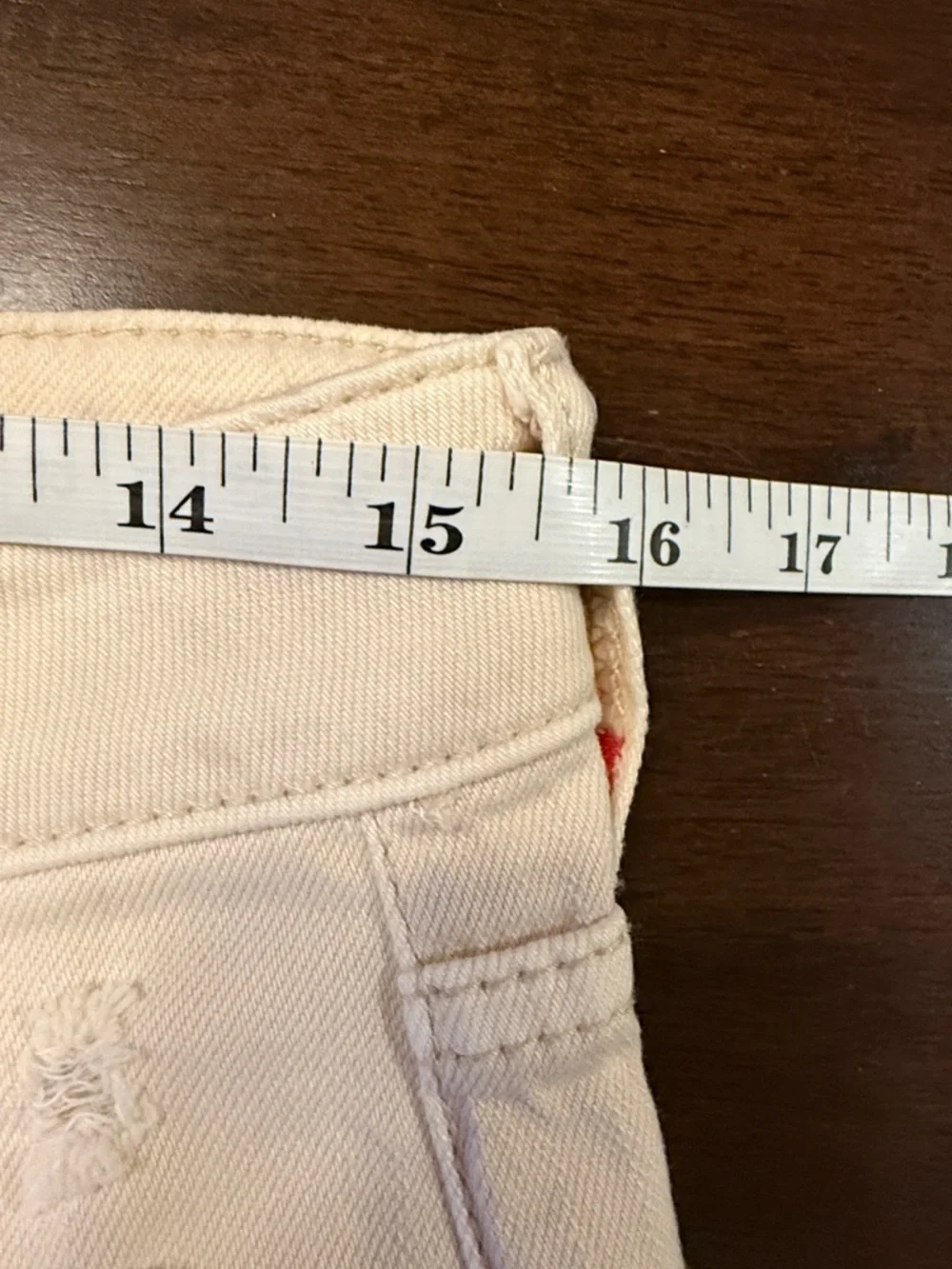 Anthropologie Pilcro Cream Button Fly High Rise Distressed Jean Shorts Waist 29 - Picture 9 of 13